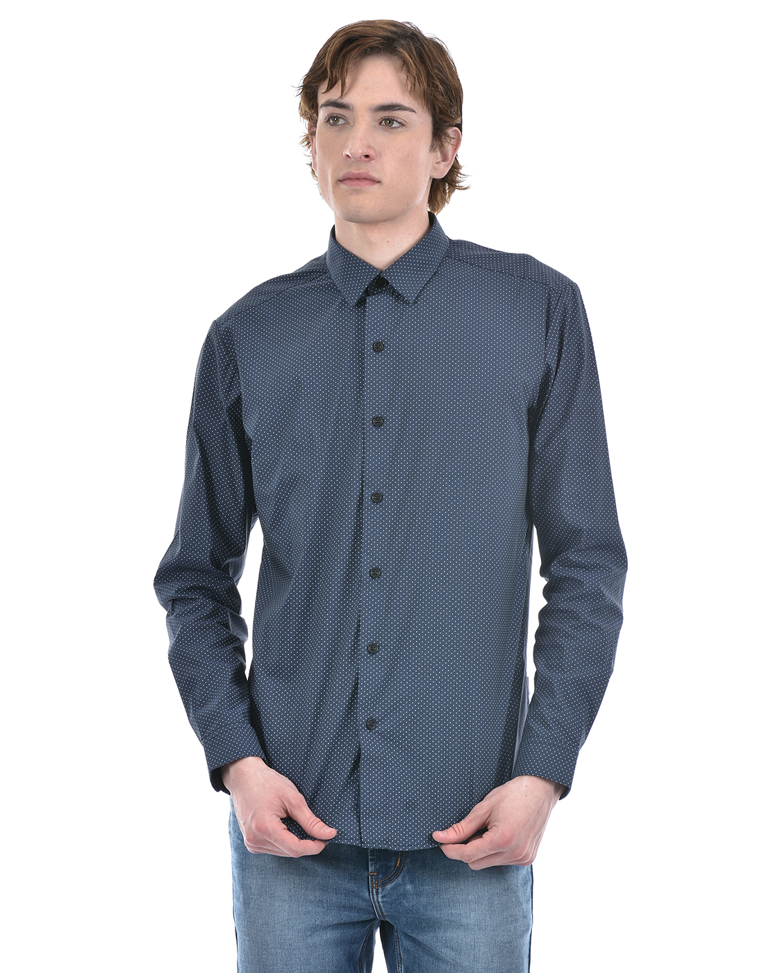 Numero Uno Men Polka Print Blue Shirt